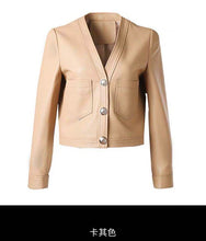 Load image into Gallery viewer, Women&#39;s bomber genuine leather jacket Autumn/Spring
